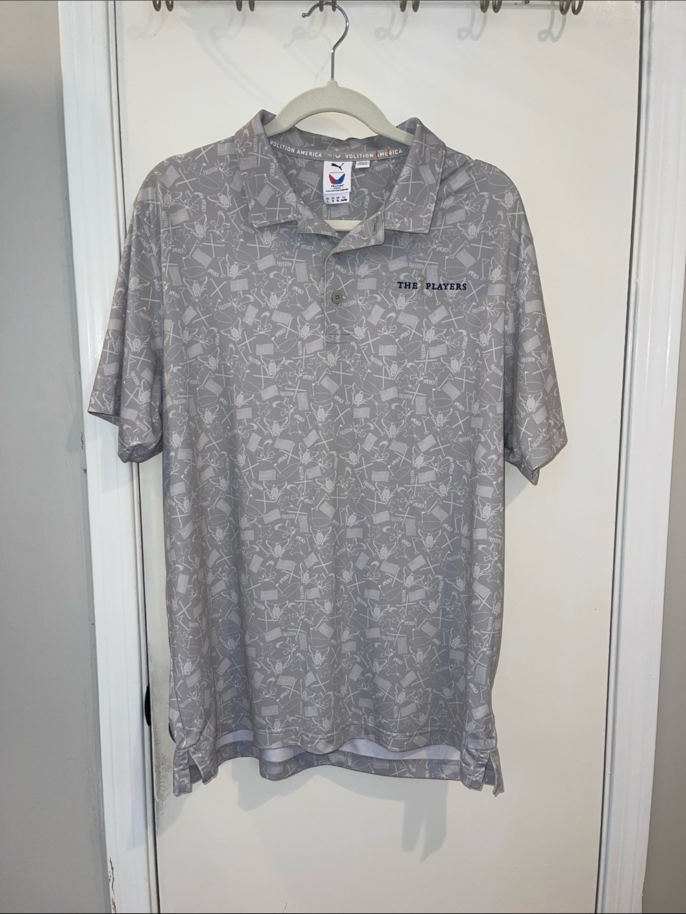 Puma Light Gray USA Military Appreciation Patterned Men's Polo
